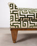 20th C. Art Deco Style Greek Key Velvet and Raffia Settee