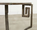 Neoclassical Greek Key Iron Marble Top Drinks Table