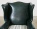 Georgian Style Mahogany Hunter Green Leather Wingback Chair
