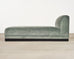 Modern Sage Green Mohair Chaise Longue Daybed on Ebonized Base