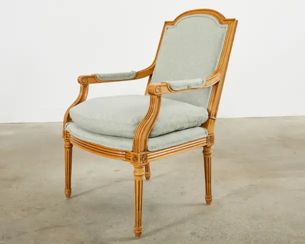 Pair of French Louis XVI Style Armchairs in Striped Silk (SN0615-11) — 145  Antiques