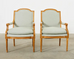 Pair of French Louis XVI Style Beechwood Fauteuil Armchairs