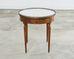 French Louis XVI Style Carrara Marble Mahogany Bouillotte Table