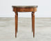 French Louis XVI Style Carrara Marble Mahogany Bouillotte Table