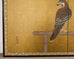 Japanese Showa Two Panel Screen Pair of Tethered Hawks