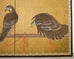 Japanese Showa Two Panel Screen Pair of Tethered Hawks