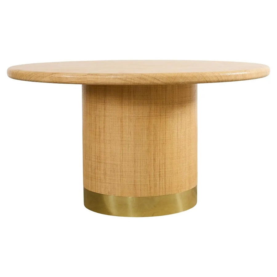 Harrison Van Horn Grasscloth Raffia Pedestal Dining Center Table