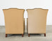 Pair of Henredon Butter Upholstered Wingback Club Chairs