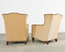 Pair of Henredon Butter Upholstered Wingback Club Chairs