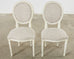 Set of Five Louis XVI Style Painted Dining Chairs with Houndstooth