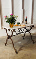 19th Century Country French Marble Top Iron Butchers Table Console