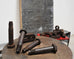 Set of 16 Industrial Oversized Iron Nuts Bolts and Link Plates