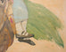 Ira Yeager 20th C. Corfu Woman on Donkey Oil Canvas Painting 6 Ft
