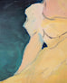 Ira Yeager 20th C. Woman in Yellow Oil Canvas Painting 5.5 Ft