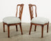 Set of Six Italian Chippendale Style Walnut Dining Chairs