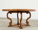 Country Italian Round Oak Dining Table with Parquetry Top