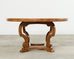 Country Italian Round Oak Dining Table with Parquetry Top