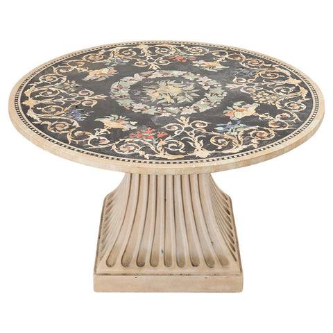 Italian Neoclassical Style Pietra Dura Marble Center Dining Table