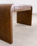 Karl Springer-Style Organic Modern Grasscloth Waterfall Desk