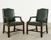 Set Eight Gainsborough Leather Mahogany Library Chairs