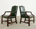 Set Eight Gainsborough Leather Mahogany Library Chairs