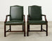 Set Eight Gainsborough Leather Mahogany Library Chairs