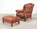 King Ranch Kilim Rug Style Upholstered Lounge Chair + Ottoman