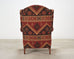 King Ranch Kilim Rug Style Upholstered Lounge Chair + Ottoman