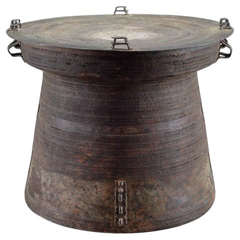 Monumental Southeast Asian Bronze Frog or Rain Drum Table 3 Ft