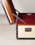Monumental Canvas and Leather Steamer Trunk Coffee Table 5 Ft.