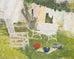 Mid-Century Impressionist Summer Garden Oil Canvas Painting