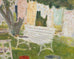 Mid-Century Impressionist Summer Garden Oil Canvas Painting