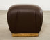Karl Springer Style Leather Ottoman Pouf Stool