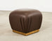 Karl Springer Style Leather Ottoman Pouf Stool
