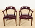 Set of Four English Mahogany Leather Captain's Pub Armchairs