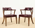 Set of Four English Mahogany Leather Captain's Pub Armchairs