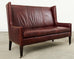 Modern Leather Wingback Sofa Settee with Casters