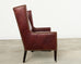Modern Leather Wingback Sofa Settee with Casters