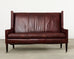 Modern Leather Wingback Sofa Settee with Casters