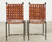 Set of Four Mario Papperzini Iron Leather Strap Dining Chairs
