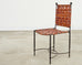 Set of Four Mario Papperzini Iron Leather Strap Dining Chairs