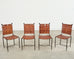 Set of Four Mario Papperzini Iron Leather Strap Dining Chairs