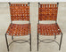 Set of Four Mario Papperzini Iron Leather Strap Dining Chairs