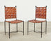Set of Four Mario Papperzini Iron Leather Strap Dining Chairs