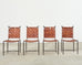 Set of Four Mario Papperzini Iron Leather Strap Dining Chairs