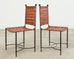 Set of Four Mario Papperzini Iron Leather Strap Dining Chairs