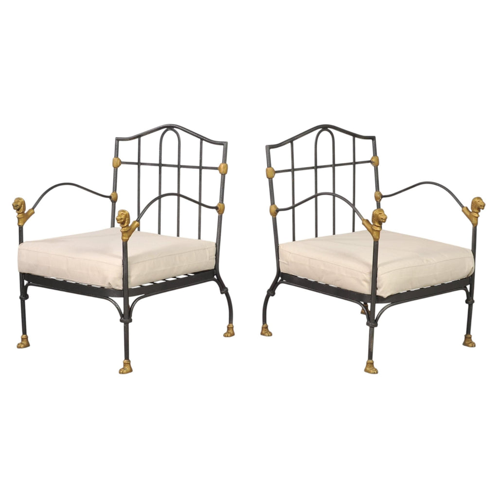 Pair of Bronze Lion's Head Lounge Chairs After Diego Giacometti