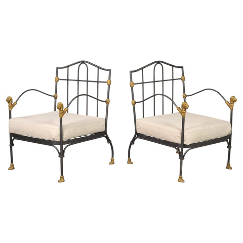 Pair of Bronze Lion's Head Lounge Chairs After Diego Giacometti