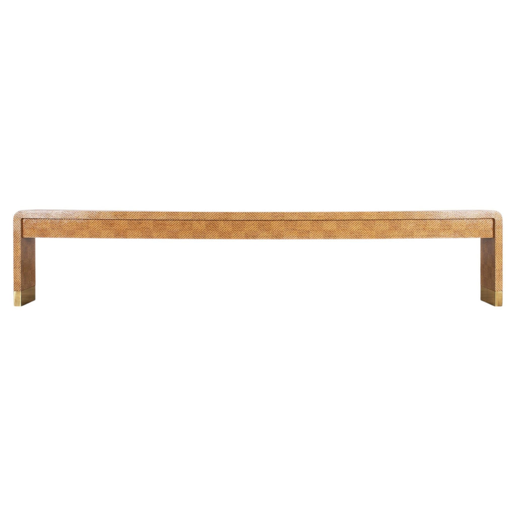 Karl Springer Style Organic Grasscloth Waterfall Console 10 Ft