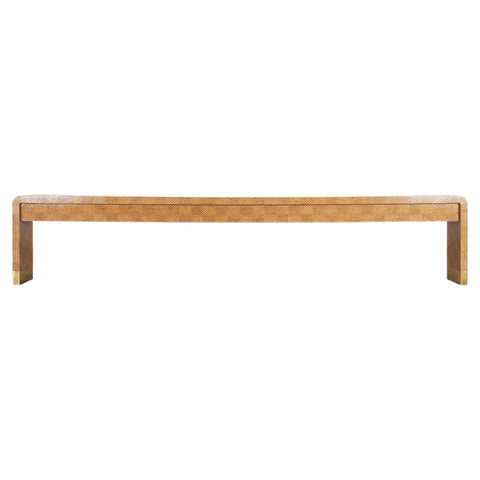 Karl Springer Style Organic Grasscloth Waterfall Console 10 Ft